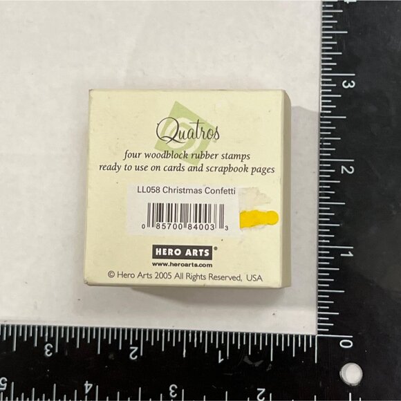 HTF 2005 Hero Arts Quatros Christmas Confetti Rubber Stamps Set Of 4 MINI LL058 - Picture 2 of 3